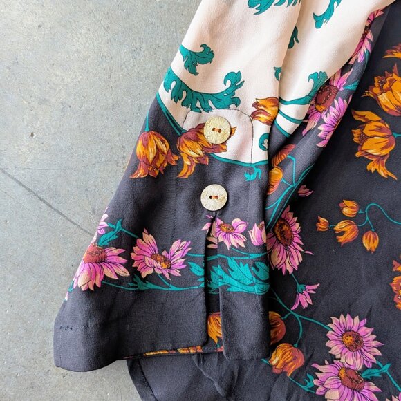 Anthropologie Maeve Florence Floral Boatneck Silk Top size 10 - Picture 6 of 10